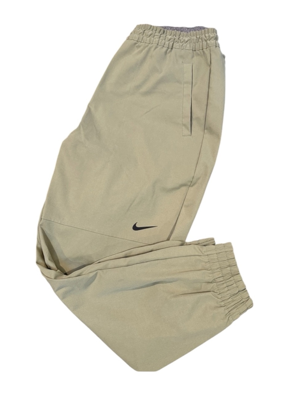 Nike Womens Khaki-Tan Jogger Pants with Black Swoosh